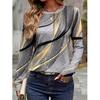 Women's 3D Printed Striped Elegant Printed T-shirt Fashion Long Sleeve Round Neck Regular Tops Holiday Weekend Spring Autumn