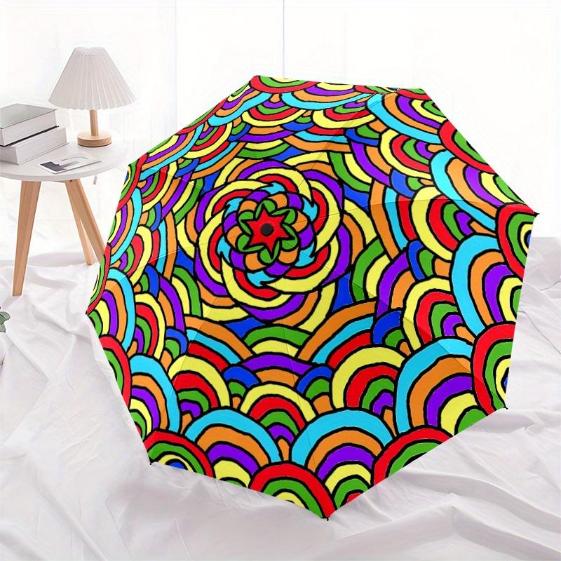 1pc Rainbow Waves Folding Umbrella , 8 Ribs Casual Durable Lightweight Portable Travelling Umbrella For Men & Women yy250728066