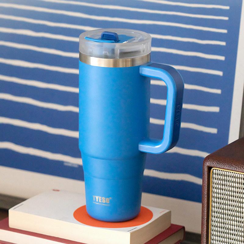 1200ml Tyeso Vacuum With Handle Bottle Stainless Steel Car Mug Straw Thermal Iced Travel Cup Tumbler Hot Cold Water Cup