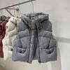 Женский пуховый жилет 2025 новый верхняя одежда иностранный свободный пух белой утки с капюшоном зимний универсальный жилет короткий прилив