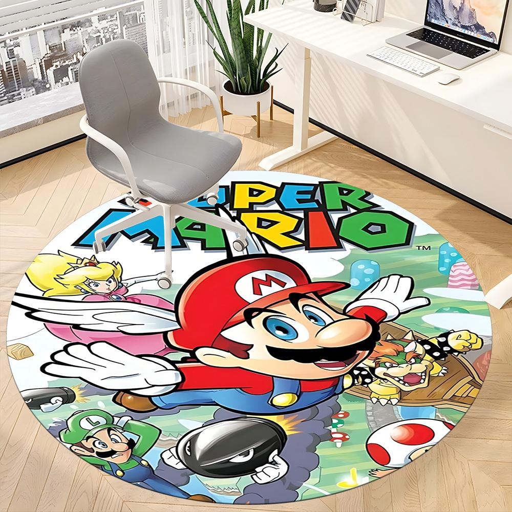 1pc Super Mario Bros. Office Round Area Rug, Under Office Chairs Bedroom Living Room Home Decor a1022284