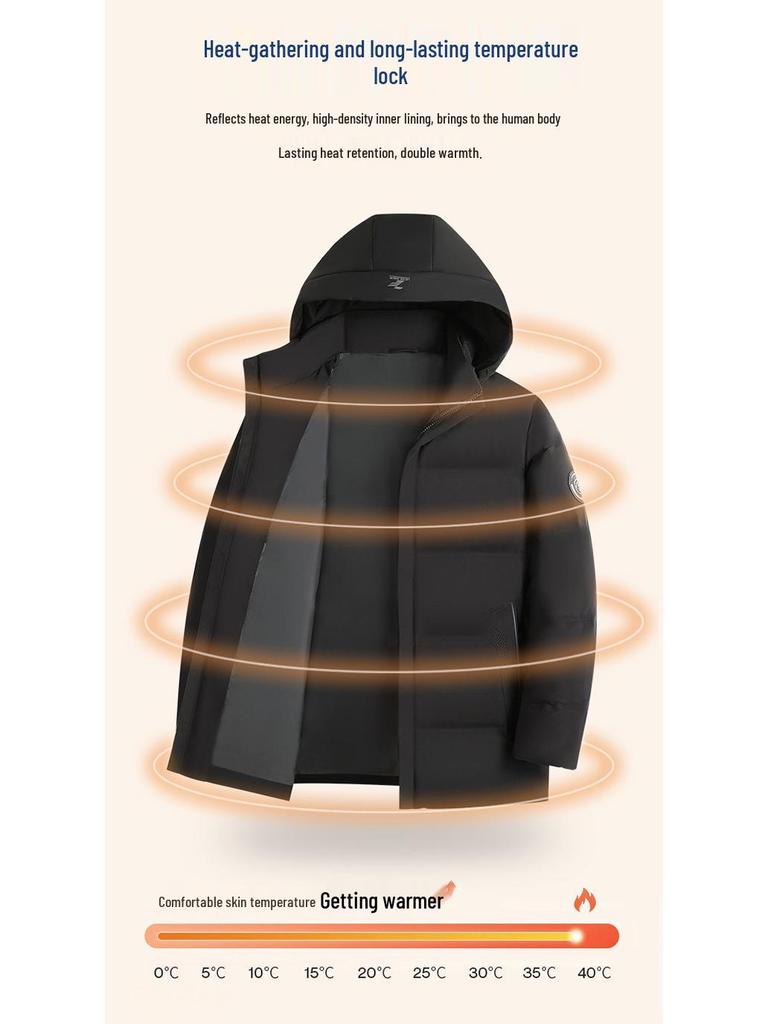 Пуховик мужской с капюшоном от известного бренда - Зимнее теплое пальто для всех возрастов