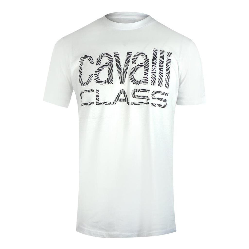 Cavalli Class Mens Zebra Print Logo T-Shirt