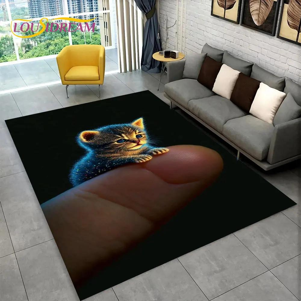 3D милый ковер с рисунком кота, ковер для дома, гостиной, спальни, дивана, кухни, коврик для украшения, детский нескользящий напольный коврик