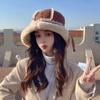 WTEMPO Solid Color Women's Winter Hairy Fisherman Hats Plush Bucket Hats Autumn Winter Plus Cashmere Warm Skiing Hats