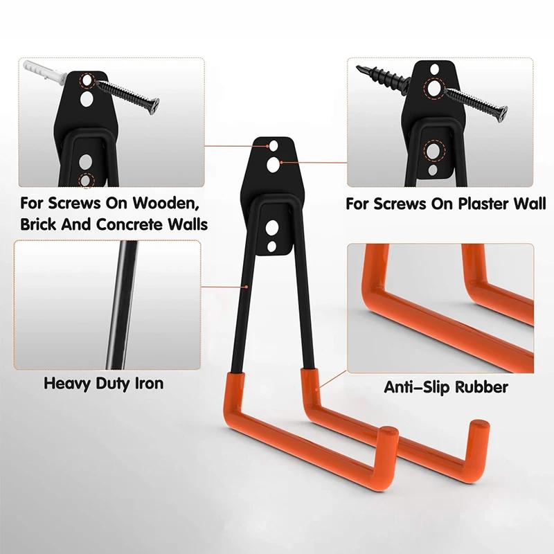 Крючки из прочного металла, настенные крючки для органайзера в гараже, крючки для велосипедов, настенные нескользящие крючки для хранения, садовый инструмент для хранения