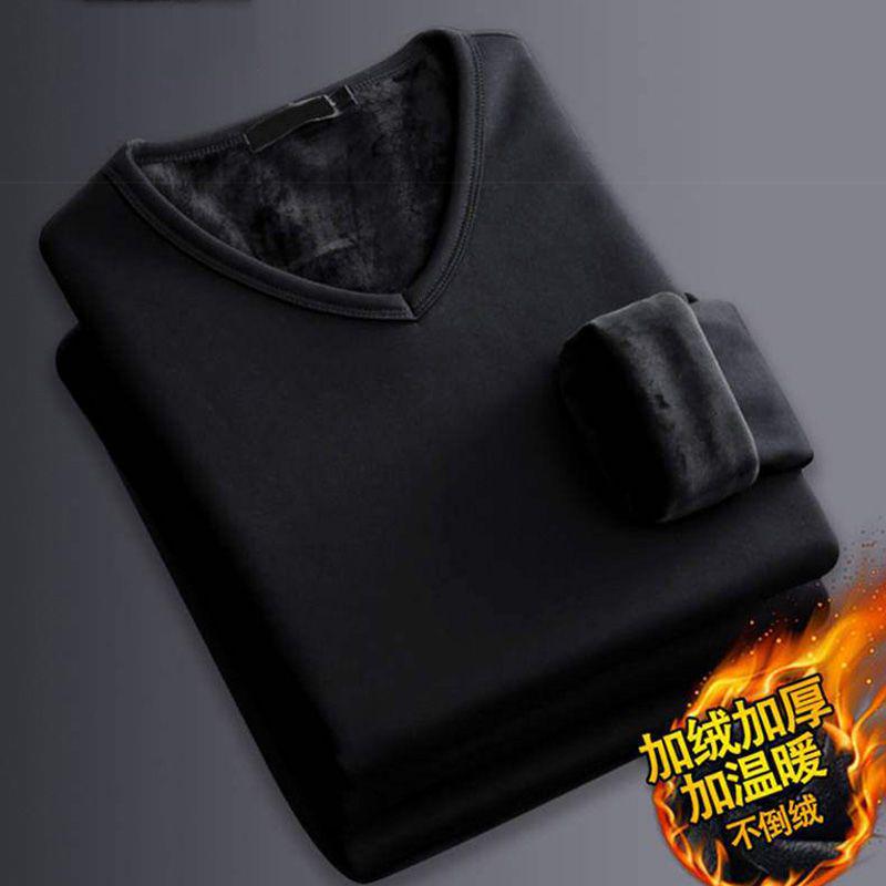 Clearance Velvet Thickened Base Layer Slimming Warm Long-Sleeve T-shirt for Men