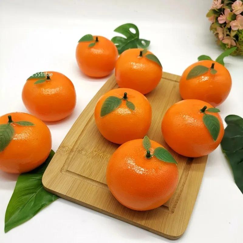 1pc Fake Tangerine Fruit Artificial Orange Oranges Simulation Fruits Lifelike Realistic Tangerines Model Decor Pretend Ornamen