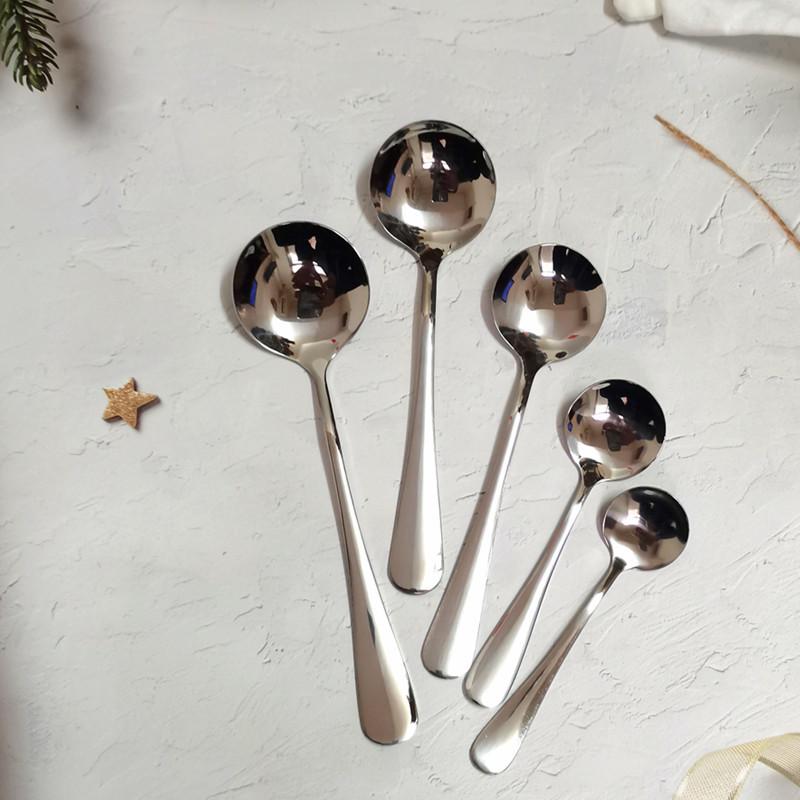 Большая круглая суповая ложка из нержавеющей стали в корейском стиле, 20 см