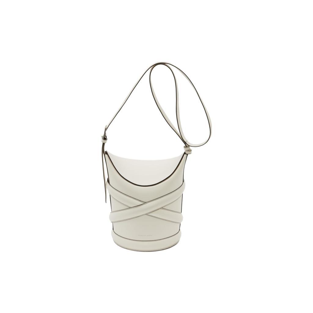 Alexander McQueen THE CURVE BAG Calfskin Bucket Bag, Shoulder Bag, Crossbody Bag Men's White 691668-1AAGS-9000
