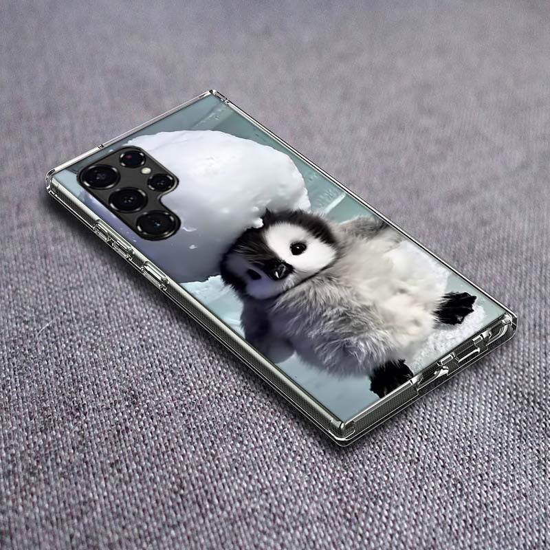 Penguin Baby Healing Phone Case For Samsung Galaxy S24 S23 S21 S20 FE S22 S26 Ultra S25 Edge S10 Plus Cover Clear TPU Capa Shell