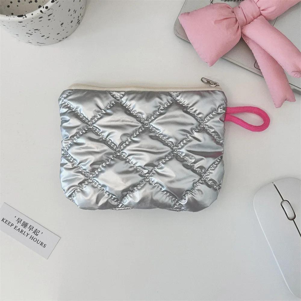 Small Pink Bow Makeup Lipstick Storage Bag Cute Cosmetic Bags Coin Purse Commuter Clutch Ins Style Women's Makeup Bag