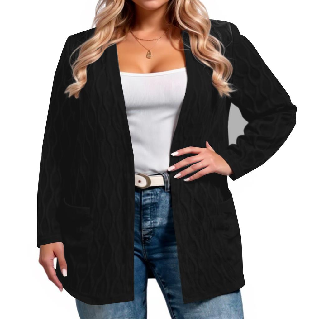 Women's Fashion Casual Plus Size Solid Color Long Sleeve Jacket