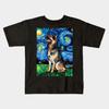 Boys Girls Soft Cotton Graphic Tees German Shepherd Night 2 Breathable Daily School Wear Kids T-Shirts