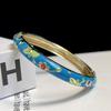 Enamel Peony Filigree Flower Bangle Double Bangle Women's Hand Bracelet  Gifts for Women Girl