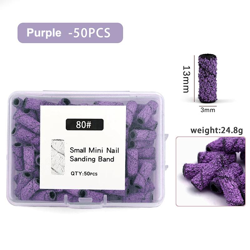 Versatile 3mm Nail Drill Bits 50 Pcs Set Effective Sanding Bands for Gel Acrylic Polish Treatment