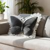 Butterfly Throw Pillow Decorative Butterfly Pillow with Lace Trim Princess Style Stuffed Pillow for Living Room Bedroom Sofa Home Decor