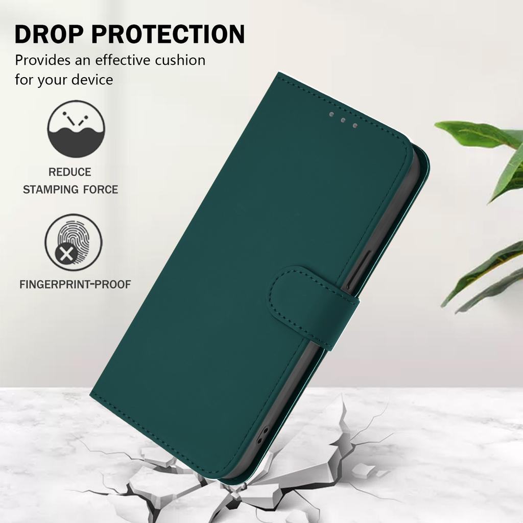 Wallet Case for Phone - Leather/PU, Dark Green, With Lanyard