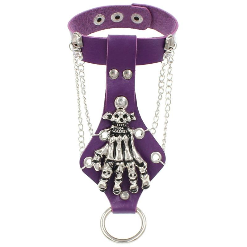 Eco-friendly PU Leather Punk Gothic Skull Claws Retro Ring Bracelet Bracelet Bracelet Jewelry