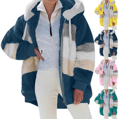Женская модная теплая флисовая однотонная толстовка с капюшоном, пэчворк, карман на молнии, повседневная куртка