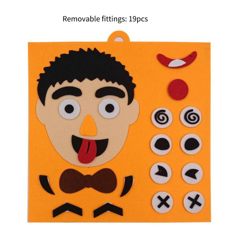 Набор фетровых пазлов для изменения эмоций для детей, сделай сам, нетканый материал с чертами лица