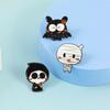 Enamel Cute Skeleton Ghost Brooch Cartoon Characters Halloween Skull Bat Pin Unisex   Gift
