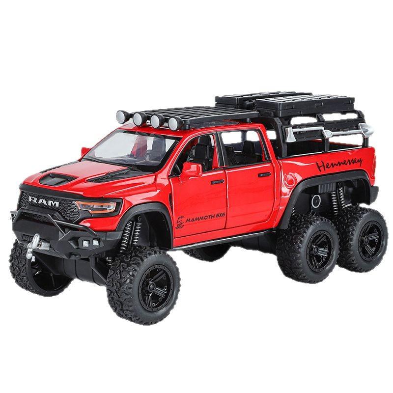 1/32 Scale Dodge Tyrannosaurus Rex RAM 1500 TRX 6*6 Warlord Alloy Miniature Car Diecast Metal Scale Car Model Sound and Light Kid Toy Car