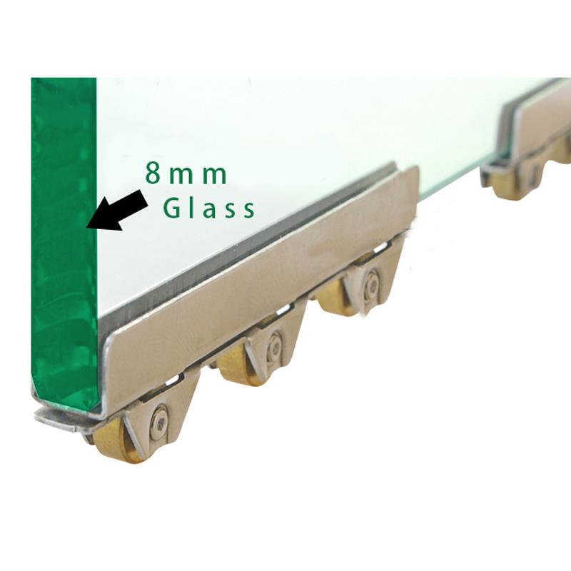 8mm/10mm Sliding Door Roller Clamp Stainless Steel Wheel Pulley Rollers For Bathroom Glass Door Shop Display Cases Wardrobe