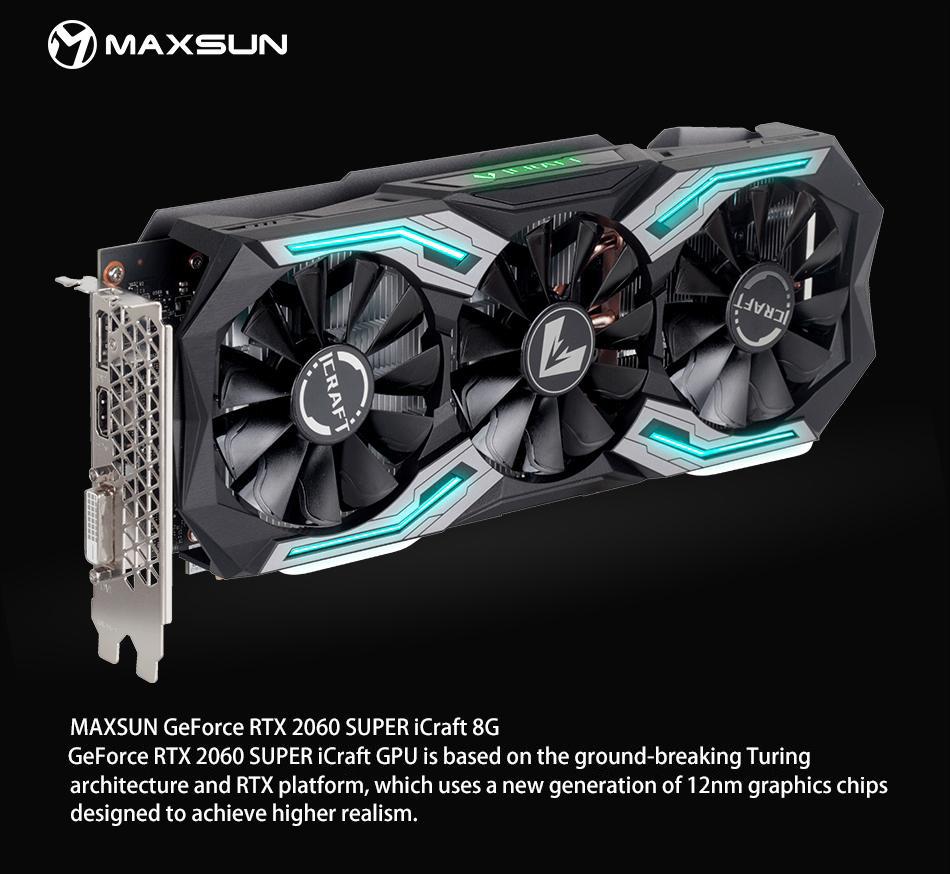 ICRAFT 3ファン グラフィックボード 2060s Видеокарты MAXSUN Geforce RTX 2060 SUPER iCraft 8 ГБ GDDR6 256 бит
