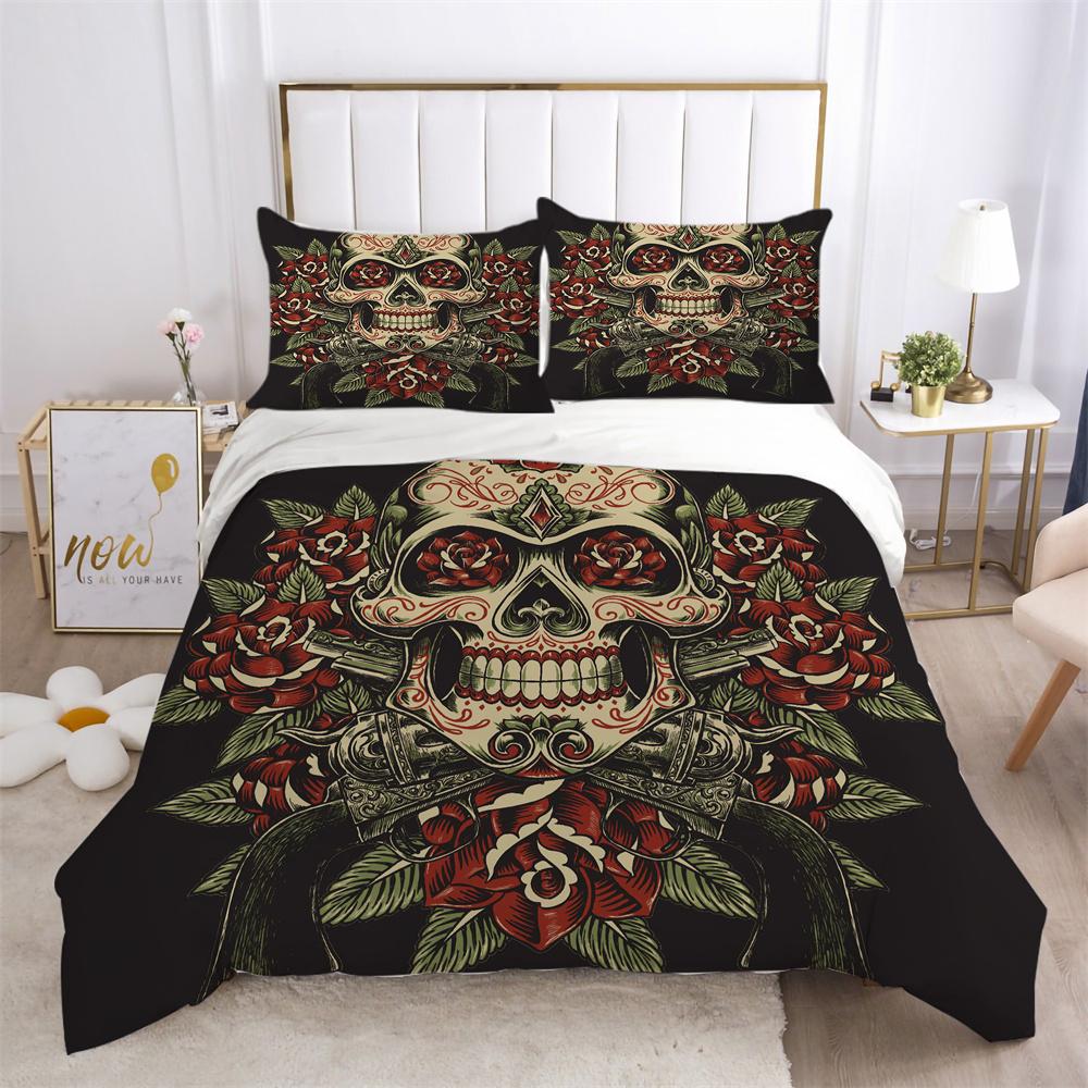 3D Skull Printing Duvet Cover Set Twin Size Microfiber Bedding Set Fashion High Ranking Cool Bedroom Decor