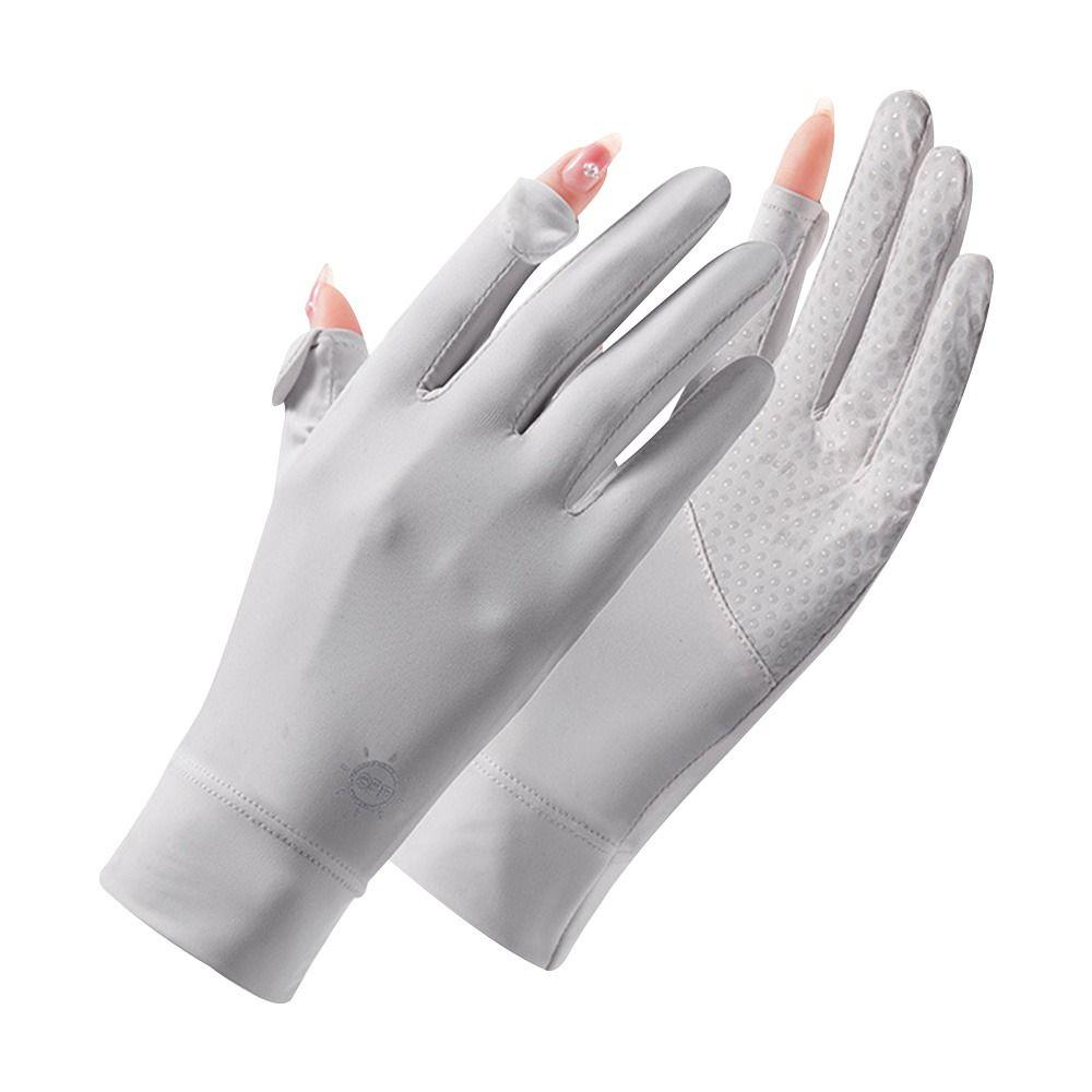 Модные летние женские перчатки для сенсорных экранов, перчатки из ледяного шелка, варежки, солнцезащитные перчатки