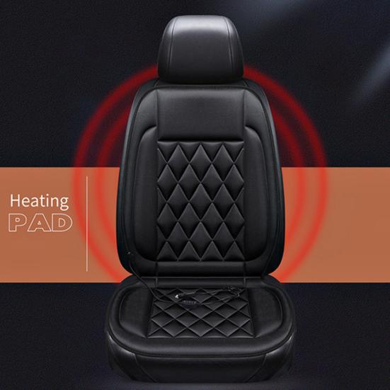 12V Heated Car Seat Cushion 2 Levels of Temperature Adjustable Seat Mat Overheat Protection Rhombus Texture Auto Seat Pad