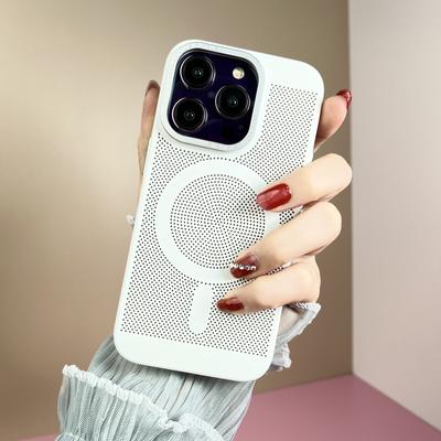 Теплоотводящий магнитный чехол Magsafe для iPhone 14 15 Plus 13 12 11 Pro Max с металлической оправой линз, матовой дышащей сеткой, твердый чехол