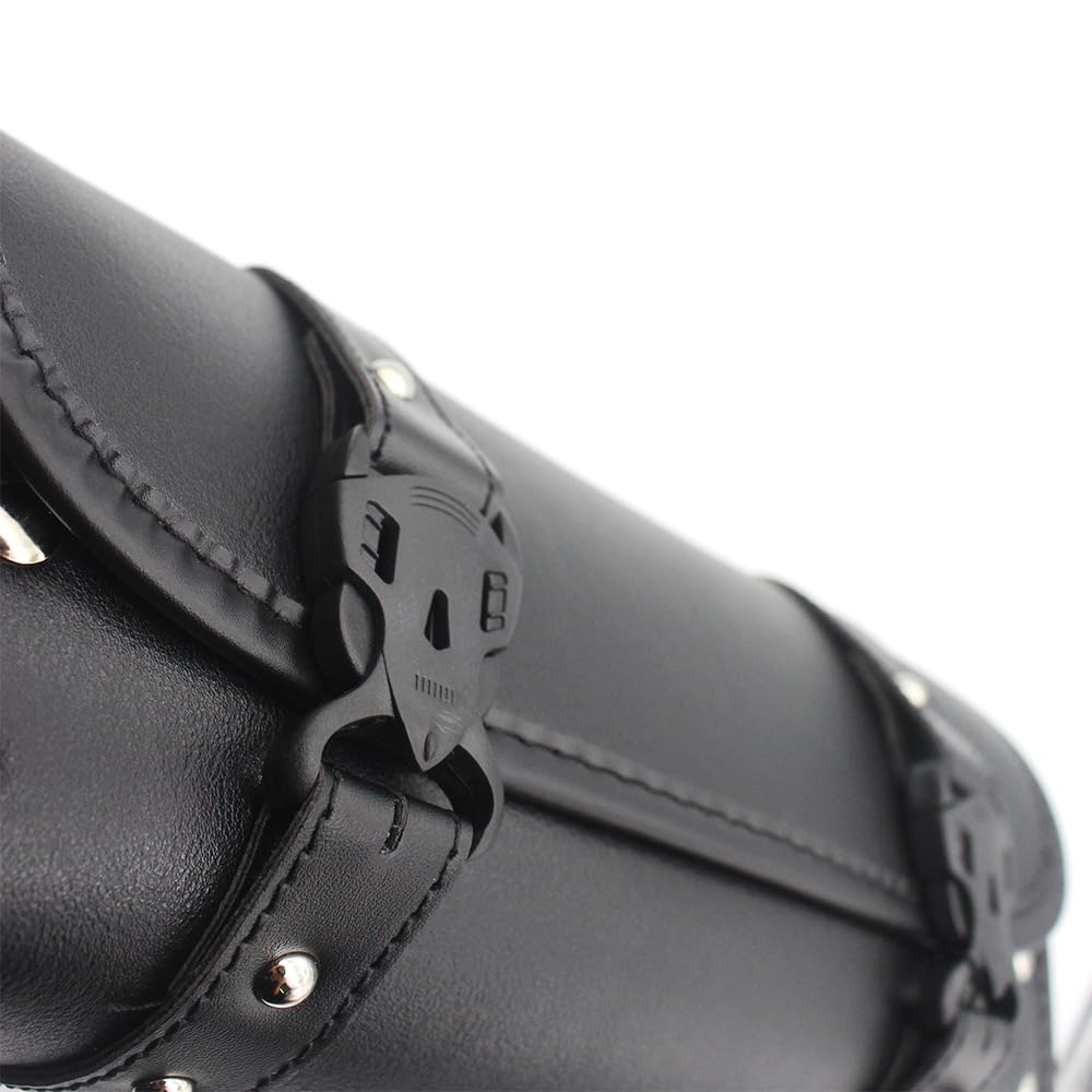 Karim Motorcycle Front Square Touring Small Waterproof PU Universal Set of 2 Bag, Shape, Bag, Item/Tool Pouch, Side/Back Bag, Leather, Black, (2)