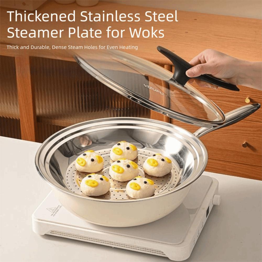 Large Hole Kitchen Steam Tray Round Pot Steam Insert Stainless Steel Steamer Basket Kitchenware