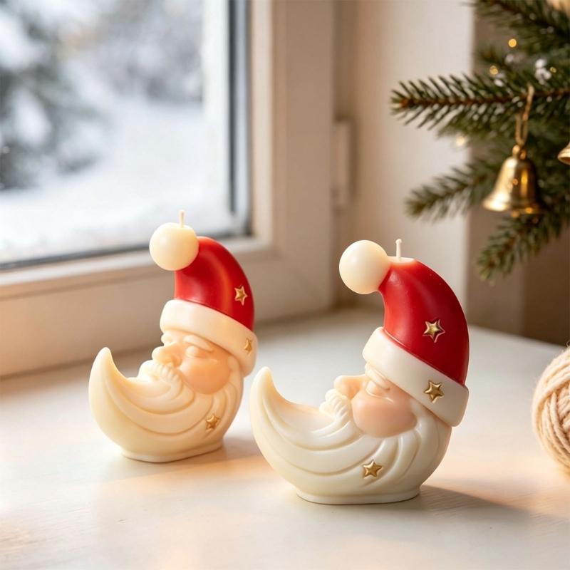 Форма для изготовления свечей с дизайном луны для рождественских DIY-проектов, Гибкий инструмент для сезонного домашнего декора и изготовления подарков