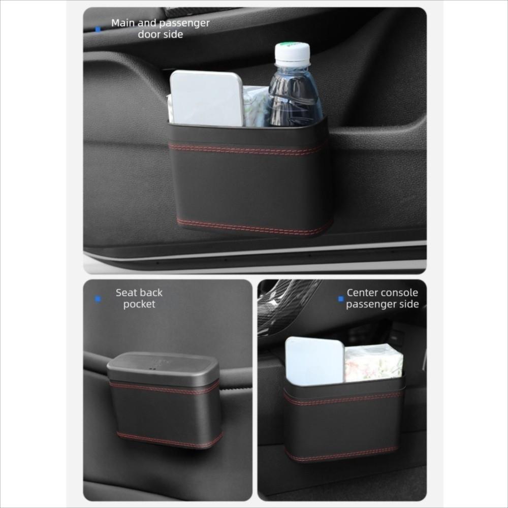 Waterproof Vehicle Trash Can PU Leather Hanging Storage Bin Car Press-down Storage Box  Car Storage
