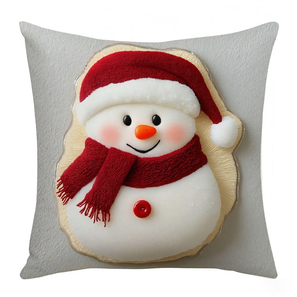 New 45×45cm Christmas Throw Pillow Cover Santa Claus Soft Pillowcase Removable 2D Printed Pillow Cover Home Decoration