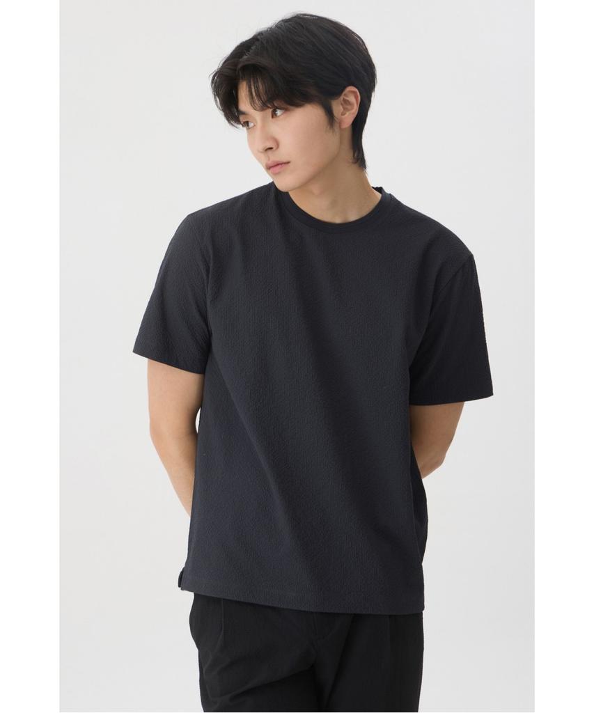 BRENTWOOD [Very Comfortable] Seersack Round Neck T-Shirt Brtam26951Gyx