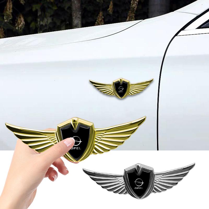 3D Metal Wings Stying Car Trunk Fender Emblem Stickers For Opel Corsa Astra Insignia Vectra Zafira Meriva Mokka Grandland Vivaro HT4