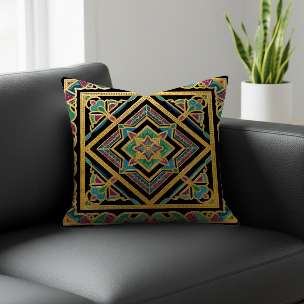 Z-Zhuang Brocade Pattern Cushion Cover Natural Linen Pillowcase Set, All-In-One Decor For Sofa, Bedroom & Chair