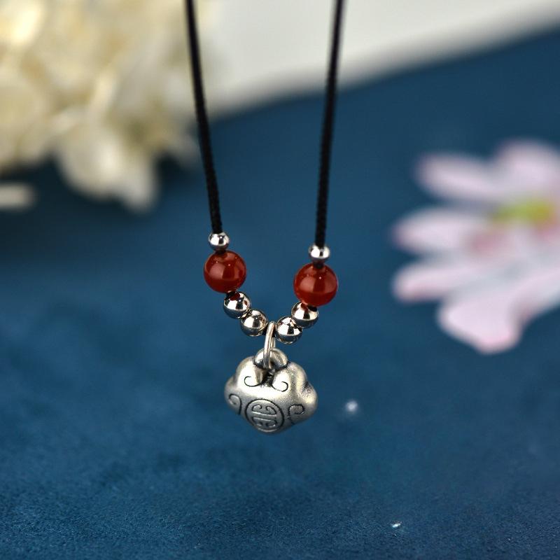 Ожерелье с замком безопасности с небольшим дизайном Sense Long Life Lock в этническом стиле в китайском стиле, безопасный подарок Ruyi