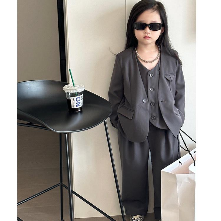 Осень 2025 Девочки Костюм-конфетка из 3 предметов - Блейзер в корейском стиле