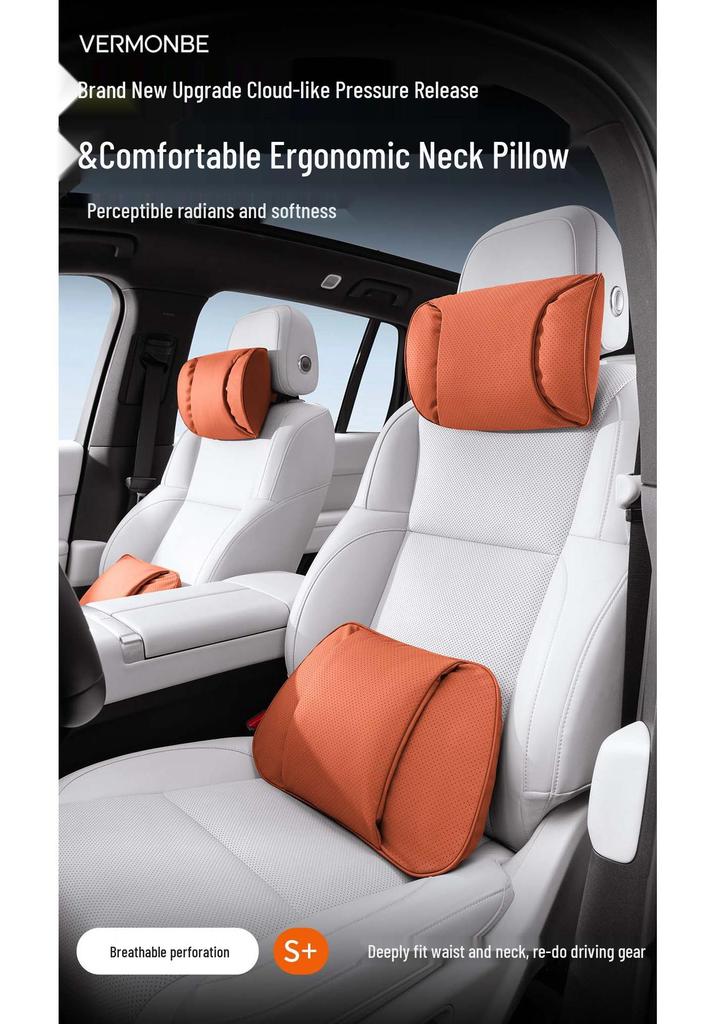 Compatible Headrest and Lumbar Support Cushion for BMW Mini Countryman/One/F54F60 - Neck Protection Pillow