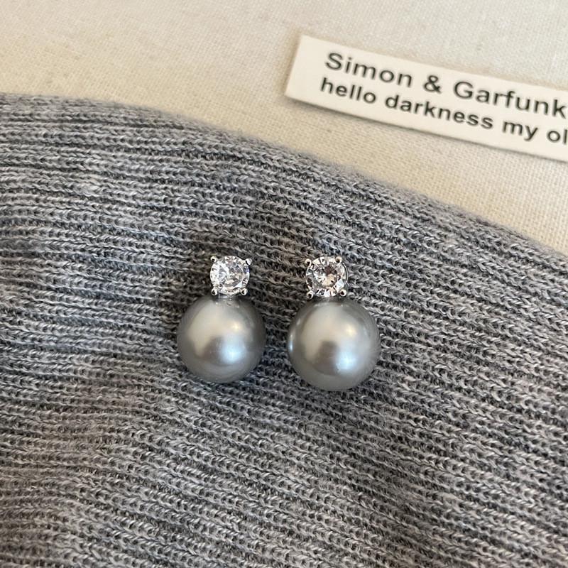 Элегантные белые серые серьги для женщин, серьги-гвоздики с кристаллами, ювелирные аксессуары