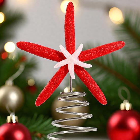 Starfish Christmas Tree Topper Starfish Decoration with Metal Spiral Wire