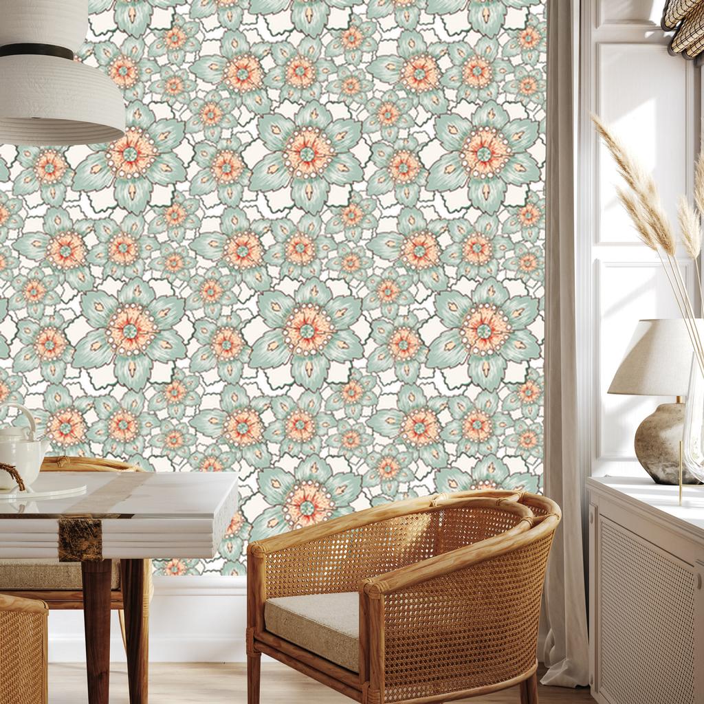 Colorful Flowers Vintage Wallpaper for Living Room and Bedroom 50x1000