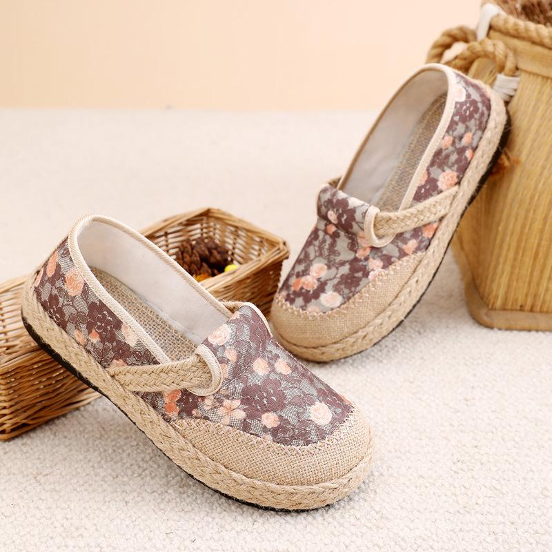Весенние новые женские туфли Mori в стиле ретро, пасторальные туфли рыбака, дышащие льняные ленивые туфли с одной педалью, старые пекинские тканевые туфли для женщин