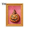 Metal Cabinet Ornaments Halloween Pumpkin Frame Refrigerator Magnet, Vintage Ghost Fridge Waterproof Magnets Whiteboard Decorative Magnet for Holiday