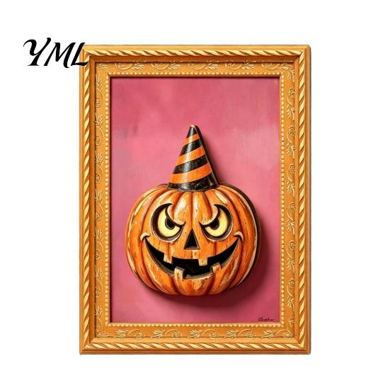 Metal Cabinet Ornaments Halloween Pumpkin Frame Refrigerator Magnet, Vintage Ghost Fridge Waterproof Magnets Whiteboard Decorative Magnet for Holiday